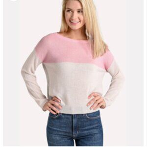 ATM Anthony Thomas Melillo Pink Colorblock 100% Cashmere Sweater XS